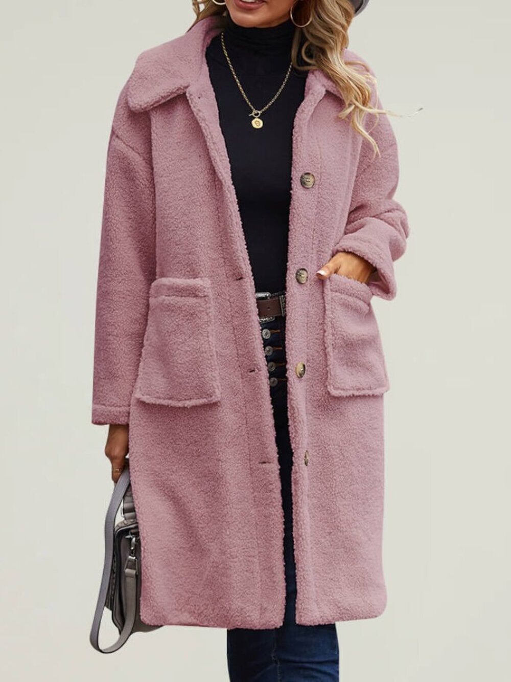 Title: Angashion Women's Long Fuzzy Open Front Coat Faux Fur Lapel Size M